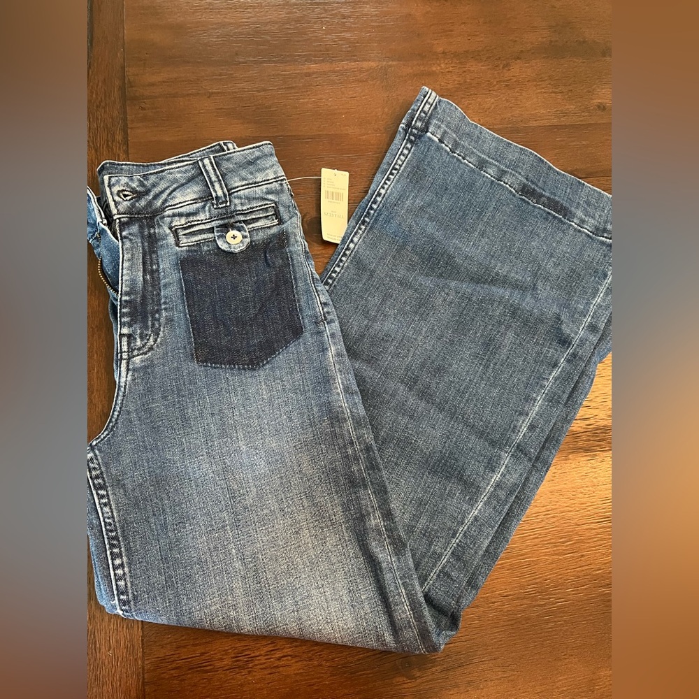Anthropologie NWT 23 T Reworked High Rise Cropped Flare Pilcro Jeans - Blue! - Picture 3 of 12